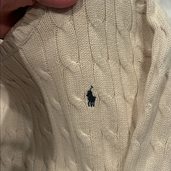Ralph Lauren Boy’s Beige Cable Knit Crewneck Sweater - Picture 2 of 5